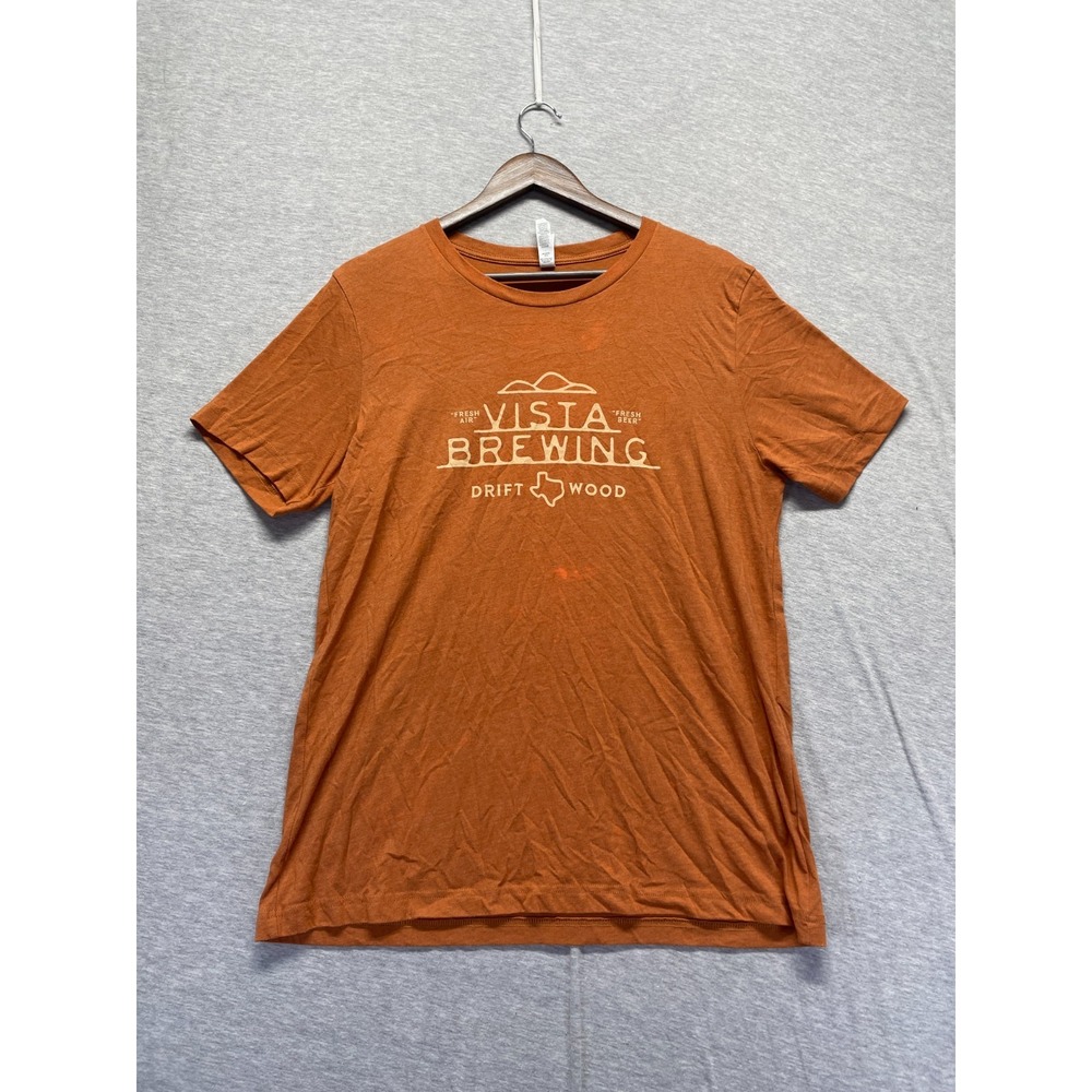 Bella + Canvas T Shirt Men L Rust Orange Cotton Vista Brewing Drift Wood Graphic